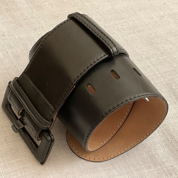 Vintage Donna Karen NY Wide Black Leather Belt Made in USA main image 14